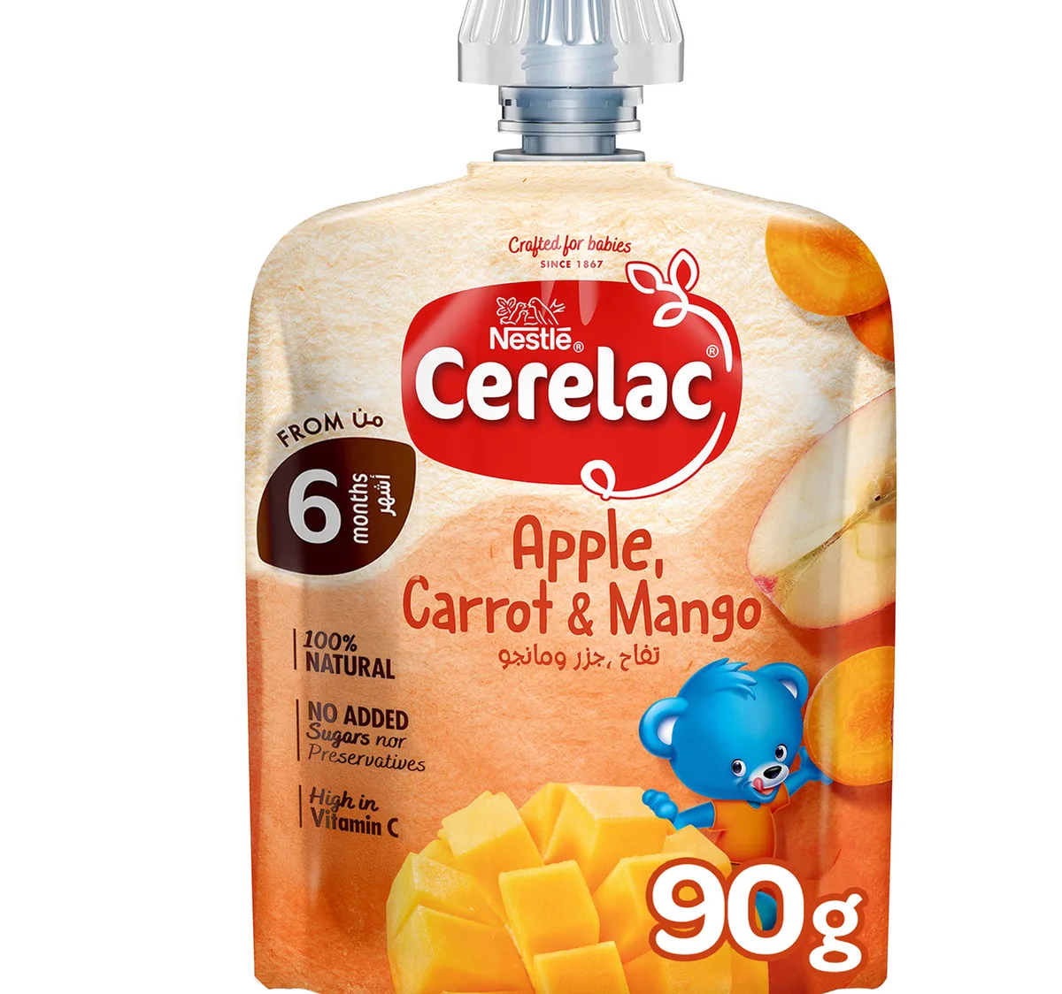 Nestle Cerelac Apple Carrot & Mango Fruits Puree Pouch Bay Food From 6 Months 90 g