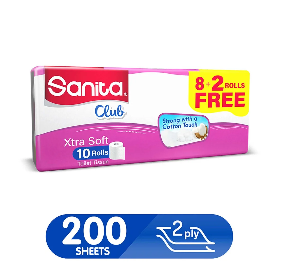 Sanita Bouquet Toilet Tissue Embossed 2ply 8+2 Rolls